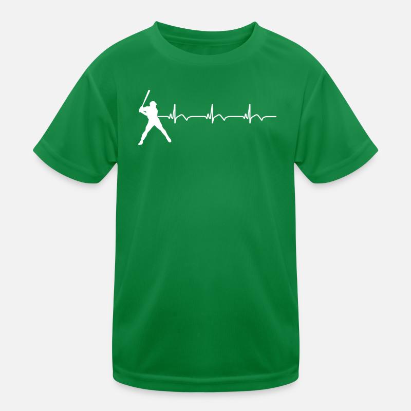 Baseball EKG Herzschlag Baseballschläger Kinder Funktions-T-Shirt