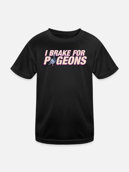 Ich bremse für Tauben - Kinder Funktions-T-Shirt - Schwarz - Vorne