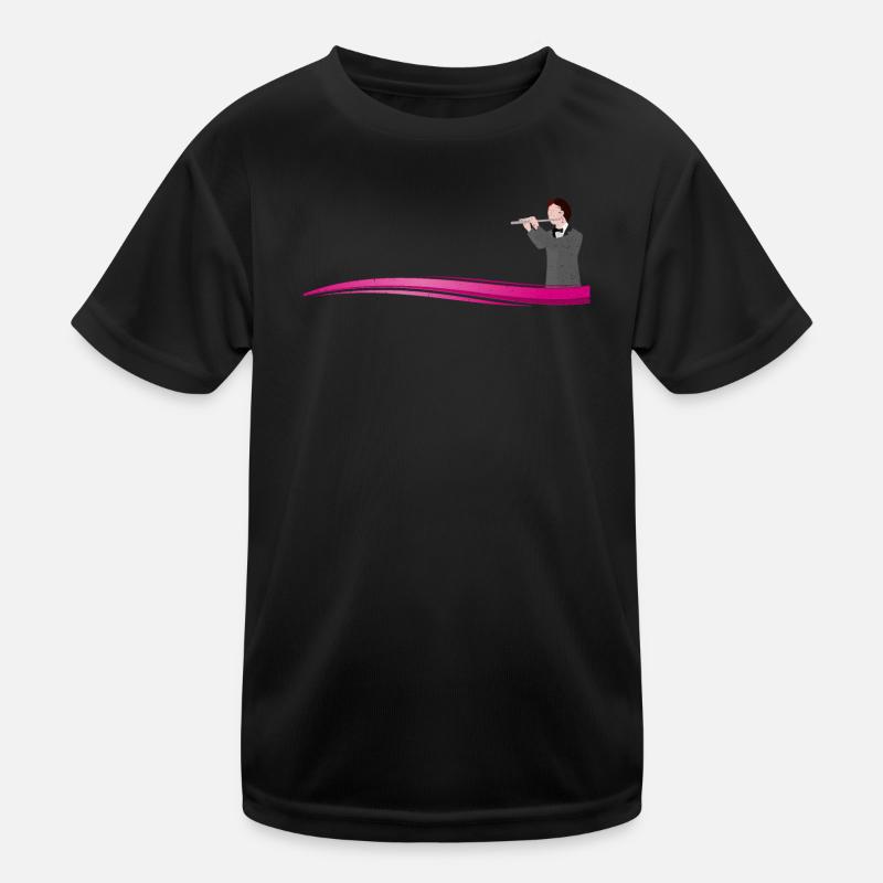 Flutist on Wave | Flute player on a wave Kids Functional T-Shirt