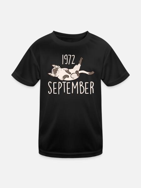 Caption September 1972 Anniversary Gift 1972 - Kids Functional T-Shirt - black - Front