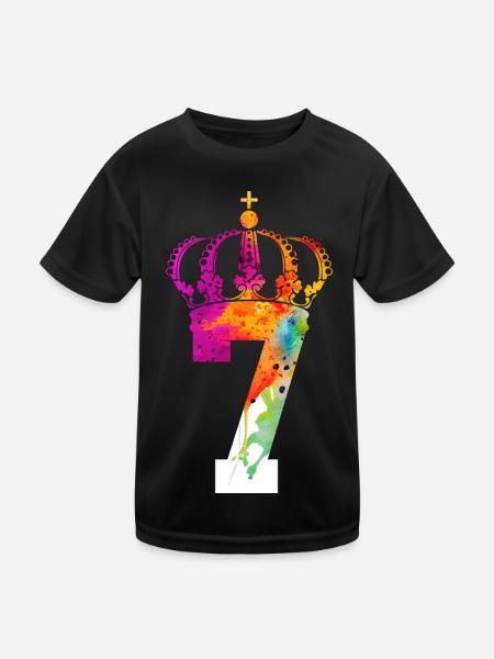 KING 7 YEARS QUEEN 7TH BIRTHDAY - Kids Functional T-Shirt - black - Front