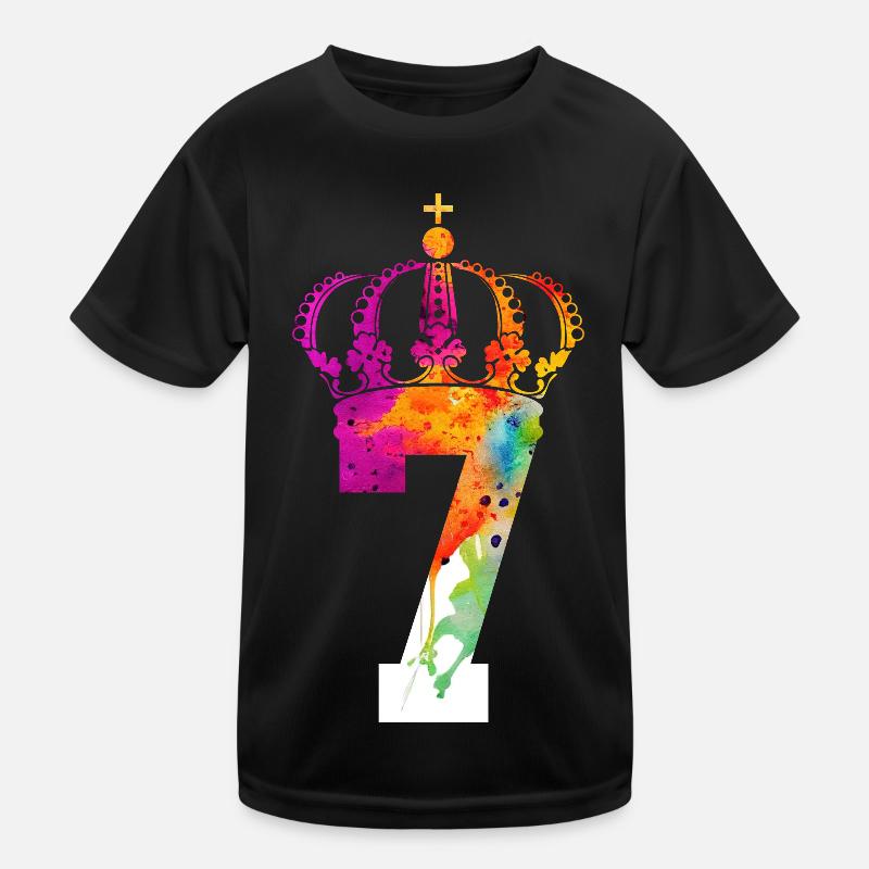 KING 7 YEARS QUEEN 7TH BIRTHDAY - Kids Functional T-Shirt - black