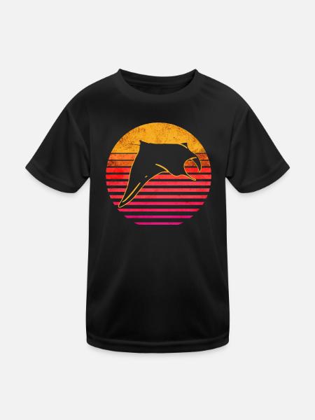 Mantarochen - Riesenmanta - Teufelsrochen - Kinder Funktions-T-Shirt - Schwarz - Vorne