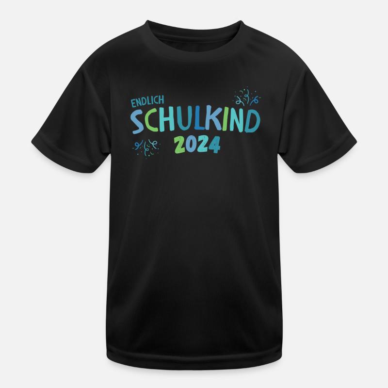 Einschulung Junge Geschenk in Blau und Grün Kinder Funktions-T-Shirt