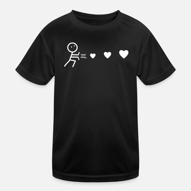 Man Heart-Thrower White - Kids Functional T-Shirt - black