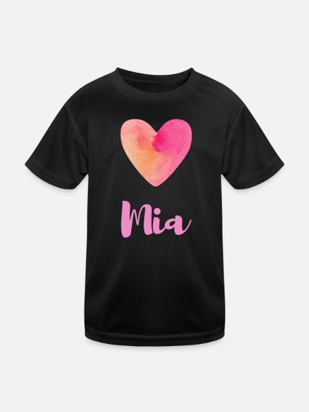 Mia Rosa Herz Süßes Mädchen Aesthetic Shirt - Kinder Funktions-T-Shirt - Schwarz