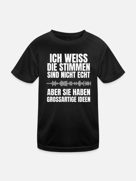 Stimmen nicht echt – geniale Idee - Kinder Funktions-T-Shirt - Schwarz - Vorne