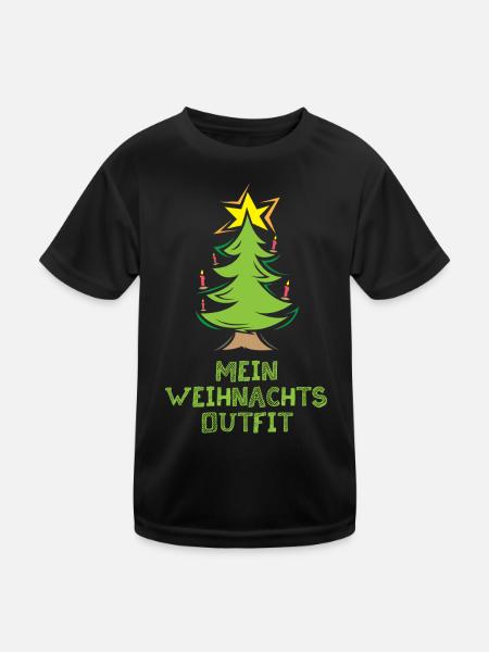 weihnachtsoutfit xmas shirt Symbol Tannenbaum icon - Kinder Funktions-T-Shirt - Schwarz