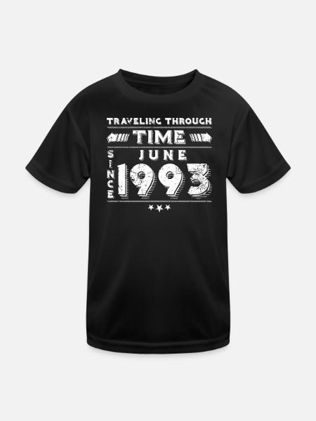 Vintage Zeitreise Geburtstags Design Juni 1993 - Kinder Funktions-T-Shirt - Schwarz - Vorne