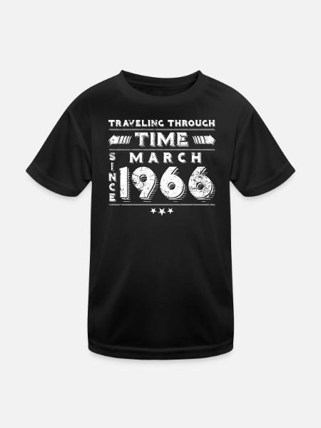Vintage Zeitreise Geburtstags Design März 1966 - Kinder Funktions-T-Shirt - Schwarz - Vorne