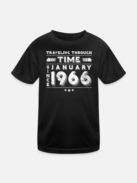 Vintage Time Travel anniversaire Design janvier 1966 - T-shirt sport Enfant - noir - Devant