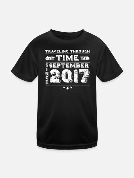 Vintage Time Travel anniversaire Design septembre 201 - T-shirt sport Enfant - noir - Devant