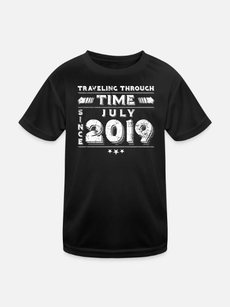 Vintage Voyage dans le Temps Anniversaire Design Juillet 2019 - T-shirt sport Enfant - noir - Devant
