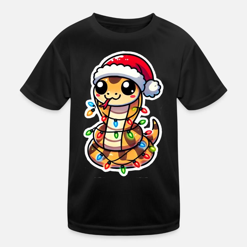 Christmas Snake Wrap - Kids Functional T-Shirt - black