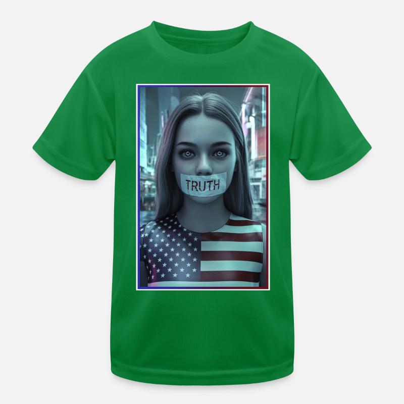Conception du visage avec la bouche de vérité dans le drapeau américain T-shirt sport Enfant