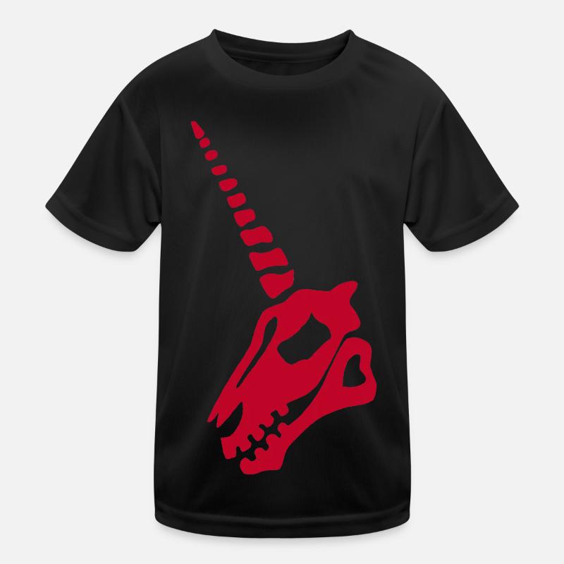 Roter Einhorn-Schädel Kinder Funktions-T-Shirt