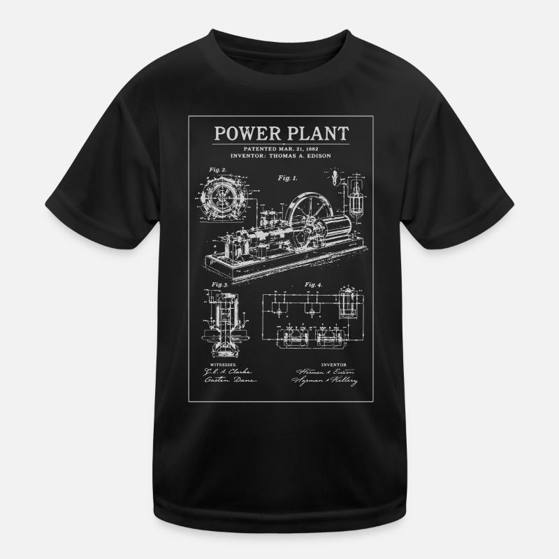 Industrie-Blueprint-Kraftwerk Kinder Funktions-T-Shirt