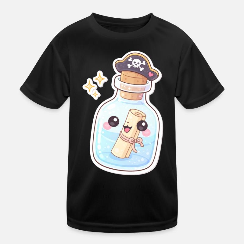 Cute Pirate Message in a Bottle Kids Functional T-Shirt