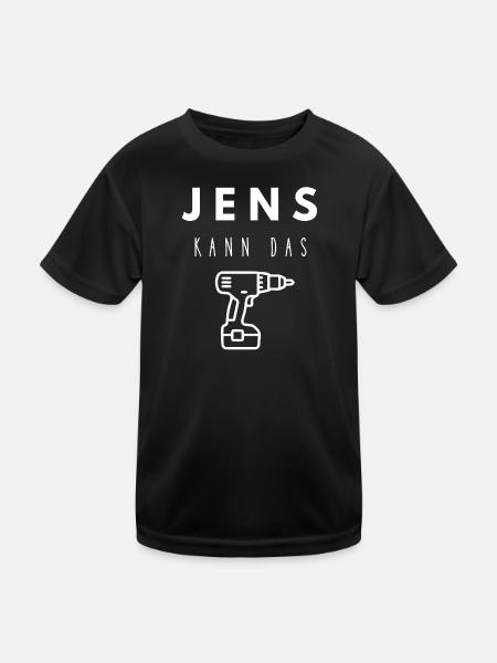 Jens Name Handwerker Werkzeug Akkuschrauber - Kinder Funktions-T-Shirt - Schwarz - Vorne