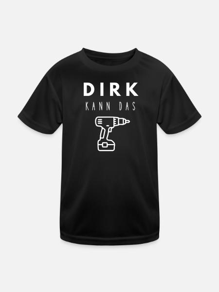 Dirk Name Handwerker Werkzeug Akkuschrauber - Kinder Funktions-T-Shirt - Schwarz - Vorne