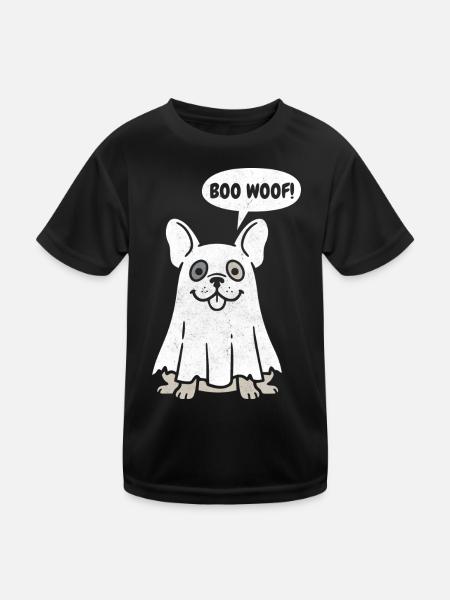Französischer Bulldogge Boo Wuff – lustiges Halloween-Hundegeschenk - Kinder Funktions-T-Shirt - Schwarz - Vorne