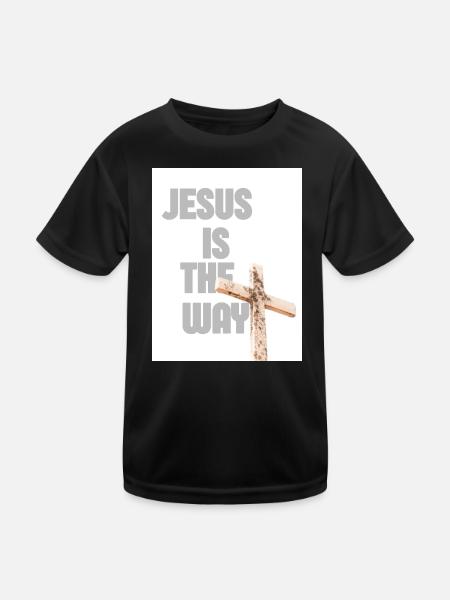 Jesus Is The Way Cross-Grafik - Kinder Funktions-T-Shirt - Schwarz - Vorne