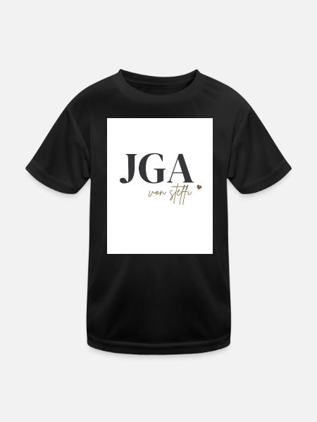 Schwarz_Gold_Minimalistisch_Modern_Junggesellen - Kinder Funktions-T-Shirt - Schwarz - Vorne