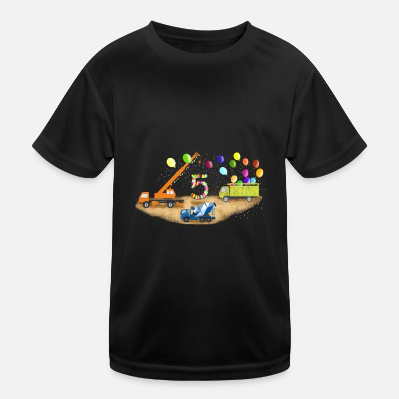 5 Birthday Construction Site Crane Concrete Mixer Kids Functional T-Shirt