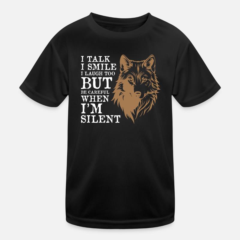 Cool Wolf - Kinder Funktions-T-Shirt - Schwarz