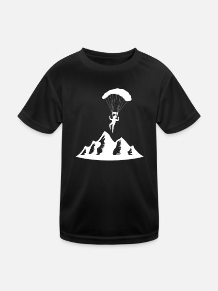 Paragliding Paraglider Parachute Parachute Para - Kids Functional T-Shirt - black - Front