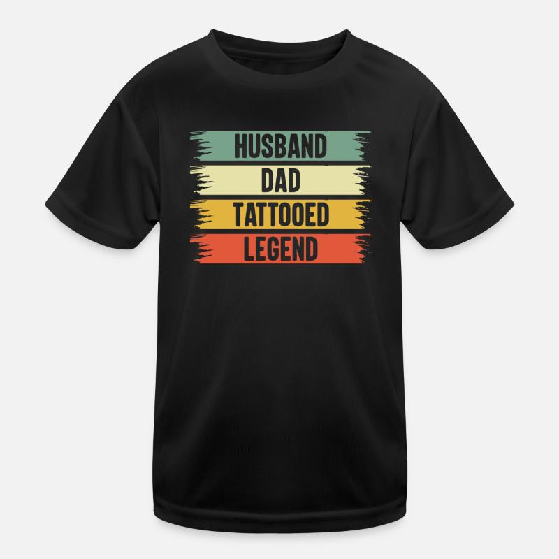 Vater Tattoo Bart Ehemann Papa Legende Kinder Funktions-T-Shirt