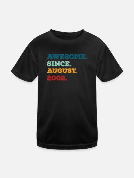 August 2002 - Geburtstag im August - Kinder Funktions-T-Shirt - Schwarz - Vorne