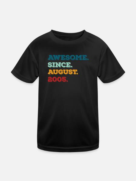 August 2005 - Geburtstag im August - Kinder Funktions-T-Shirt - Schwarz - Vorne