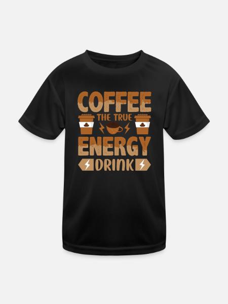 Kaffee Sarkasmus Freunde Glück Freude Cappuccino - Kinder Funktions-T-Shirt - Schwarz - Vorne