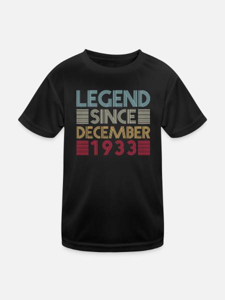 Legenden Geburtstag Dezember 1933 geboren Geschenk - Kinder Funktions-T-Shirt - Schwarz - Vorne