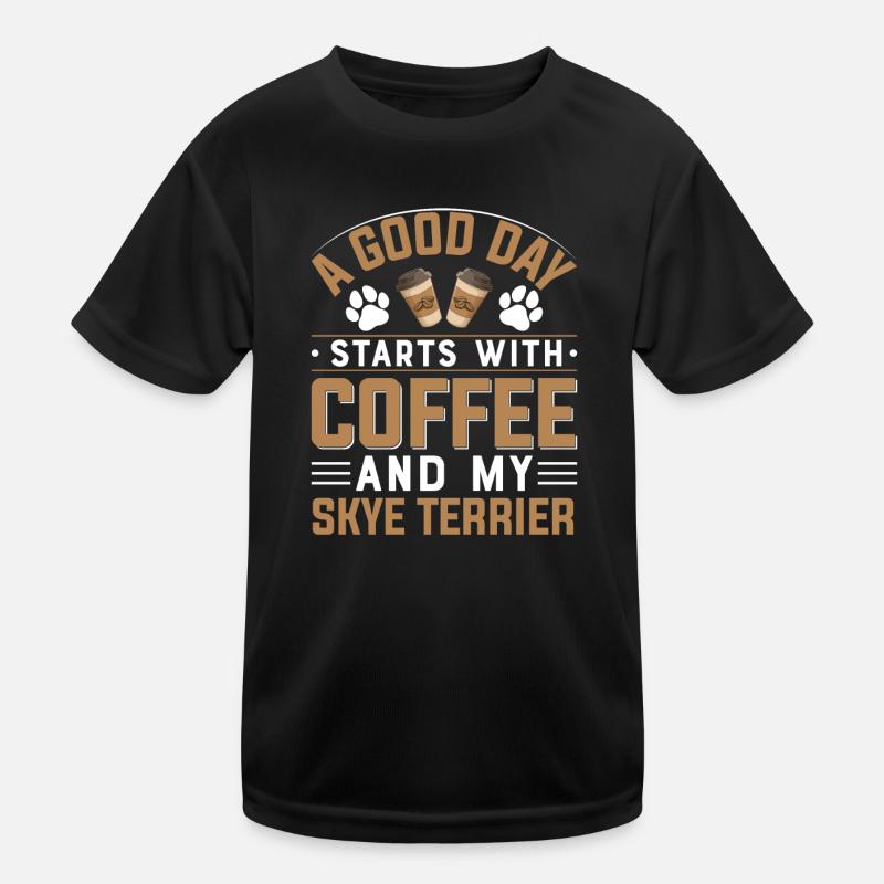 Skye Terrier Kaffee Hund Cafe Kinder Funktions-T-Shirt