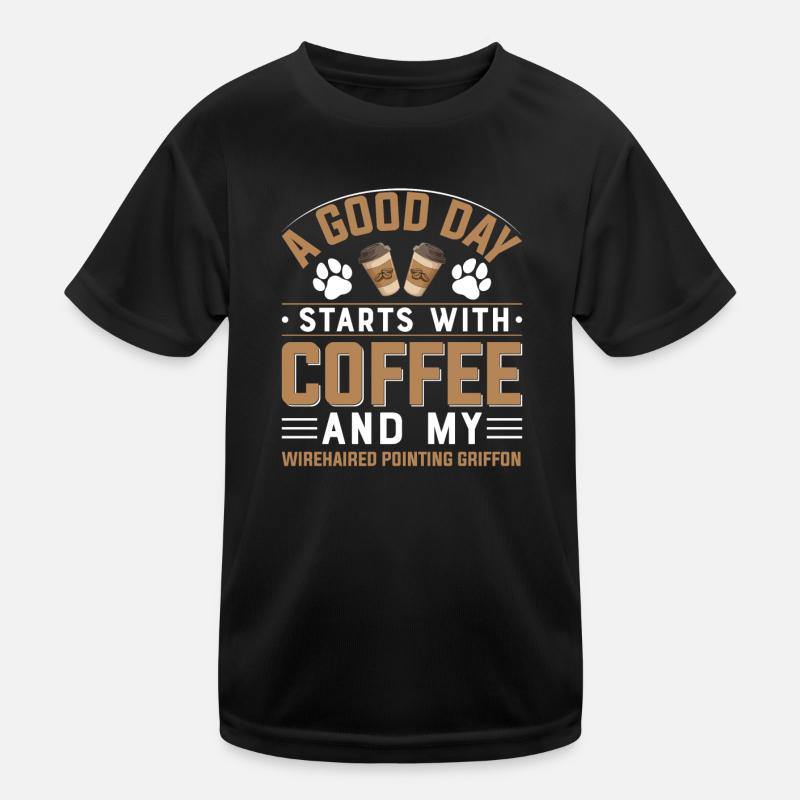 Griffon Korthals Wirehaired Pointing Coffee Drink Kids Functional T-Shirt