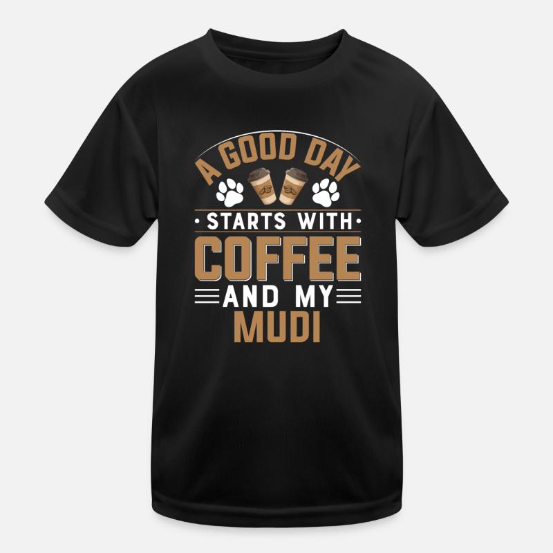 Mudi Hunderasse Kaffee Trinken Koffein Koffein Kinder Funktions-T-Shirt