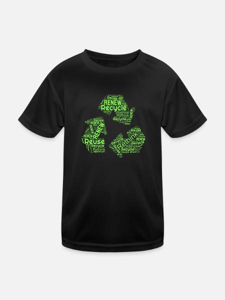 Recycle Reuse Renew Rethink Enviromental Crisis - Kids Functional T-Shirt - black - Front