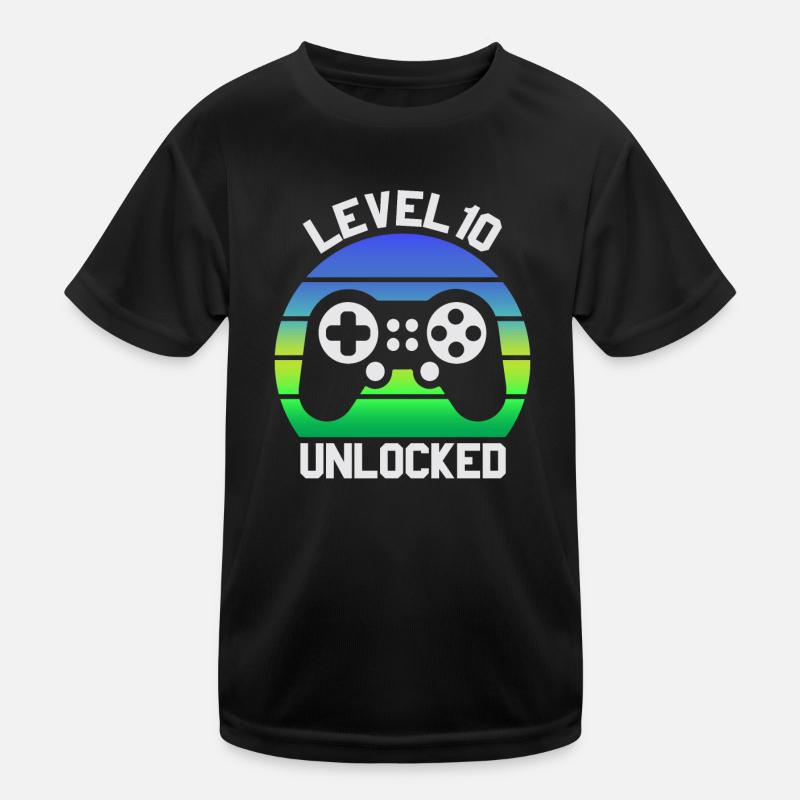 Level 10 Unlocked, 10th Birthday Boy, 10 Year Old Kinder Funktions-T-Shirt