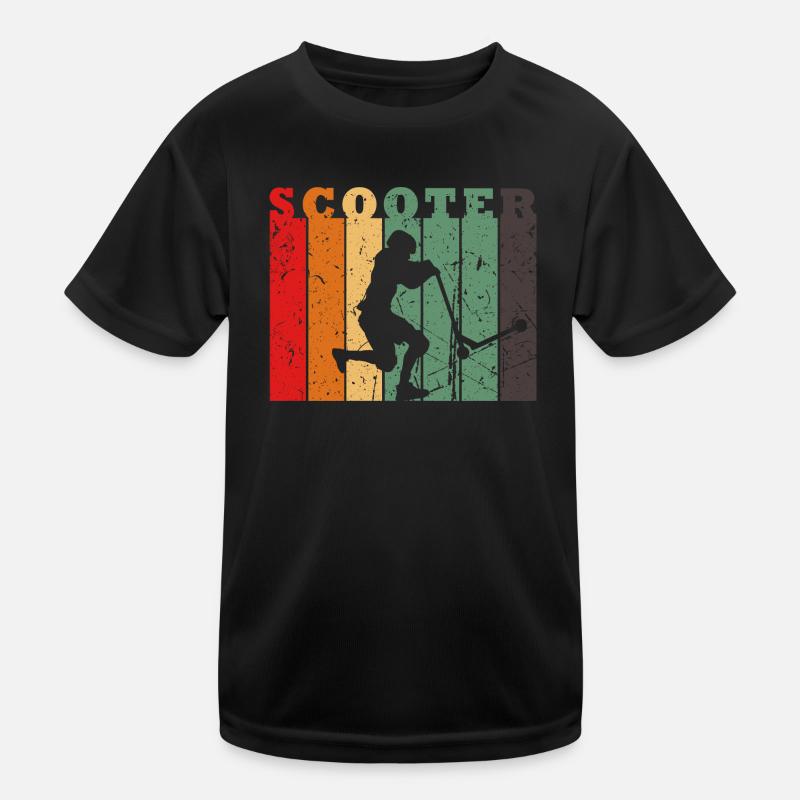 Rollerfahrer Geschenk Tretroller Stunt Scooter - Kinder Funktions-T-Shirt - Schwarz