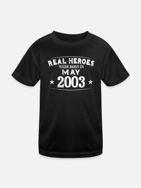 Real Heroes sont nés en mai 2003 Anniversaire - T-shirt sport Enfant - noir - Devant