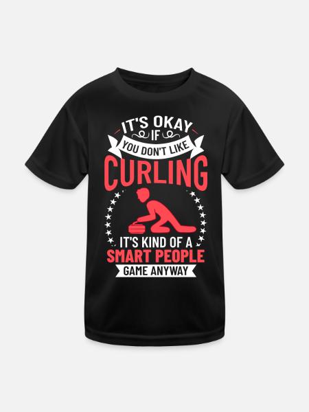 Curling Sports Game Player Curling Stones Ice - Kids Functional T-Shirt - black - Front