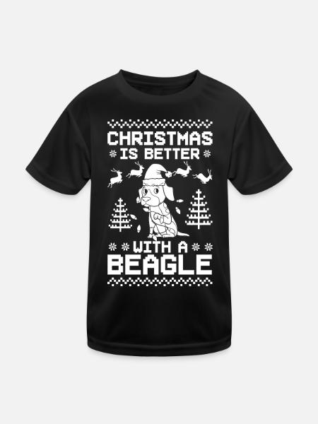 Beagle Dog Puppy Owner Lover Christmas - Kids Functional T-Shirt - black - Front
