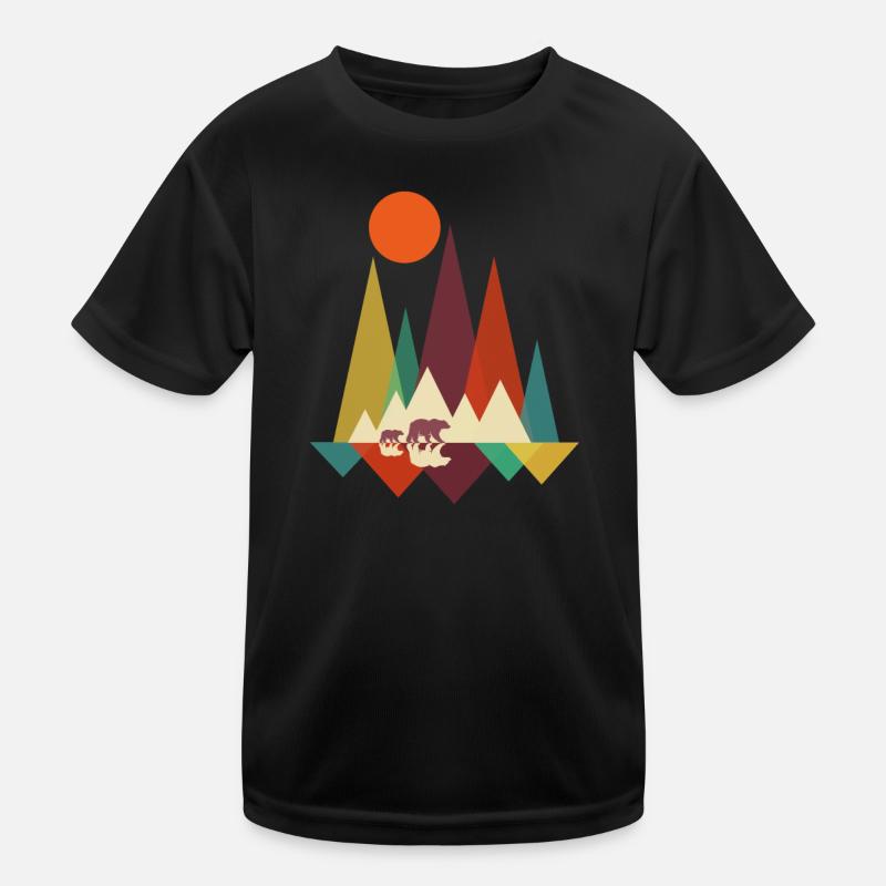 Wander Bär Wandernde Bären - Kinder Funktions-T-Shirt - Schwarz