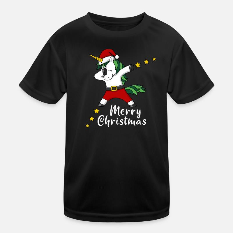 Merry Christmas Weihnachten Einhorn dabing Kinder Funktions-T-Shirt