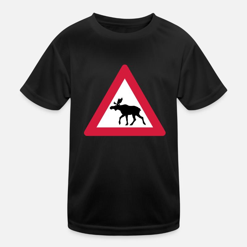 Warning Moose Sign Kids Functional T-Shirt