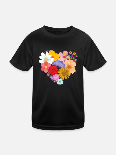 Love flower - Kids Functional T-Shirt - black