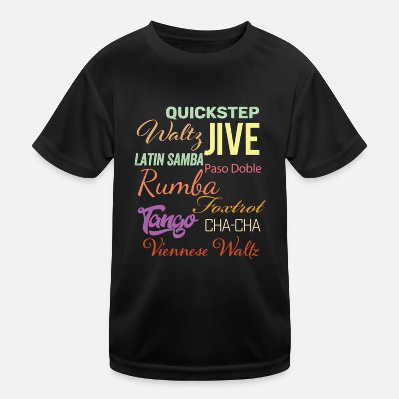Ballroom Dance Words - Waltz Jive Samba Paso Doble Kids Functional T-Shirt