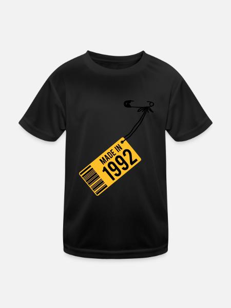 Geburtstag T-Shirt 1992 - Kinder Funktions-T-Shirt - Schwarz - Vorne